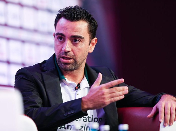DOHA, QATAR - DECEMBER 05: Generation Amazing ambassador Xavi Hernandez addresses delegates during day 2 of Soccerex Asia on December 5, 2016 in Doha, Qatar. (Photo by Barrington Coombs/Getty Images)