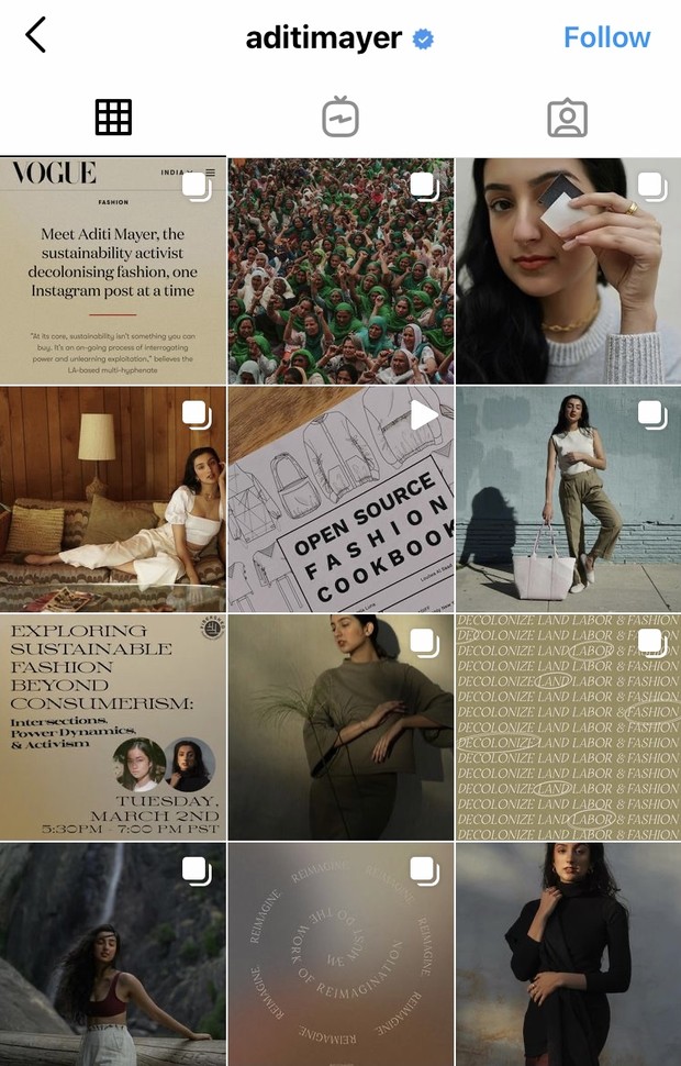 Feeds instagram @aditimeyer.