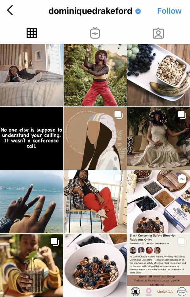 Feeds instagram @dominiquedrakeford.