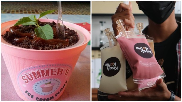 Es Krim Pot dan Minuman Infus