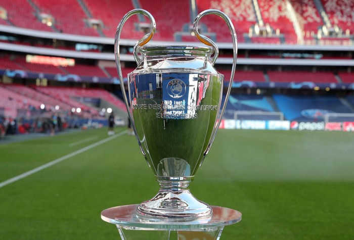 Champions League LISBON, PORTUGAL - AUGUST 23: A detailed view of the Champions League Trophy prior to during the UEFA Champions League Final match between Paris Saint-Germain and Bayern Munich at Estadio do Sport Lisboa e Benfica on August 23, 2020 in Lisbon, Portugal. (Photo by Miguel A. Lopes/Pool via Getty Images)