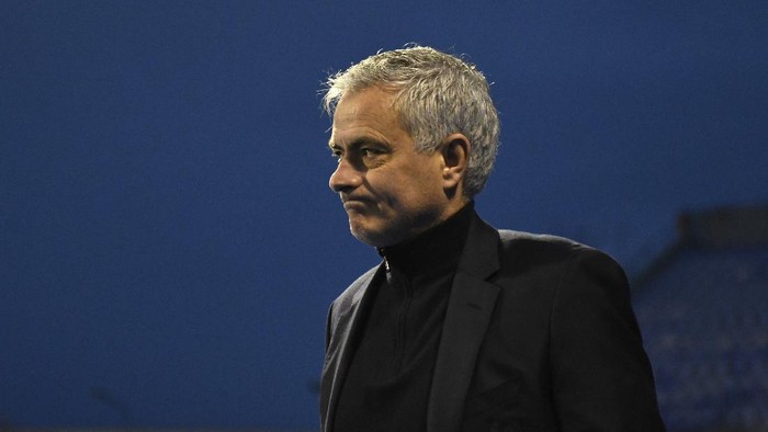 ZAGREB, CROATIA - MARCH 18: Jose Mourinho, Manager of Tottenham Hotspur reacts prior to the UEFA Europa League Round of 16 Second Leg match between Dinamo Zagreb and Tottenham Hotspur at Stadion Maksimir on March 18, 2021 in Zagreb, Croatia. Sporting stadiums around Europe remain under strict restrictions due to the Coronavirus Pandemic as Government social distancing laws prohibit fans inside venues resulting in games being played behind closed doors. (Photo by Jurij Kodrun/Getty Images)