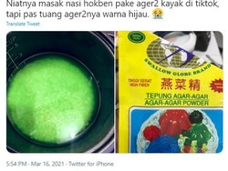 Niat Bikin Nasi Pulen ala HokBen, Pria Ini Malah Masukkan Agar-agar Hijau