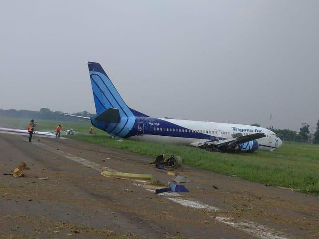 Trigana Air Tergelincir, GM Bandara Halim: Engine Nomor Dua Mati Trigana Air Tergelincir, GM Bandara Halim: Engine Nomor Dua Mati