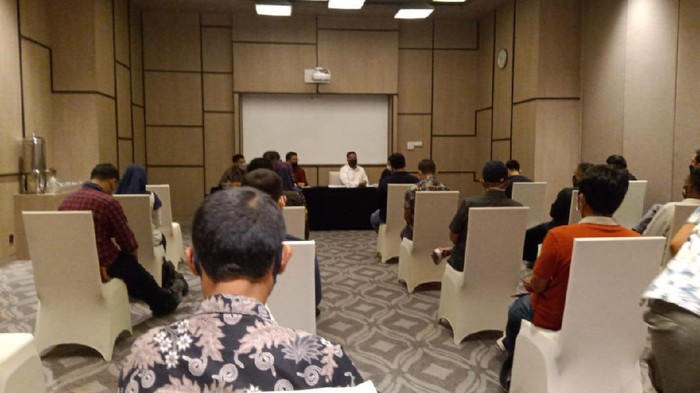 Suasana Rapat Umum Pemegang Saham Luar Biasa (RUPSLB) PT Persis Solo Saestu (PSS) yang digelar di di Hotel Alila Solo, Sabtu (20/3/2021).