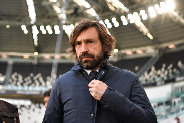 TURIN, ITALY - MARCH 21: Andrea Pirlo, Head Coach of Juventus looks on prior to the Serie A match between Juventus and Benevento Calcio at Allianz Stadium on March 21, 2021 in Turin, Italy. Sporting stadiums around Italy remain under strict restrictions due to the Coronavirus Pandemic as Government social distancing laws prohibit fans inside venues resulting in games being played behind closed doors. (Photo by Valerio Pennicino/Getty Images)