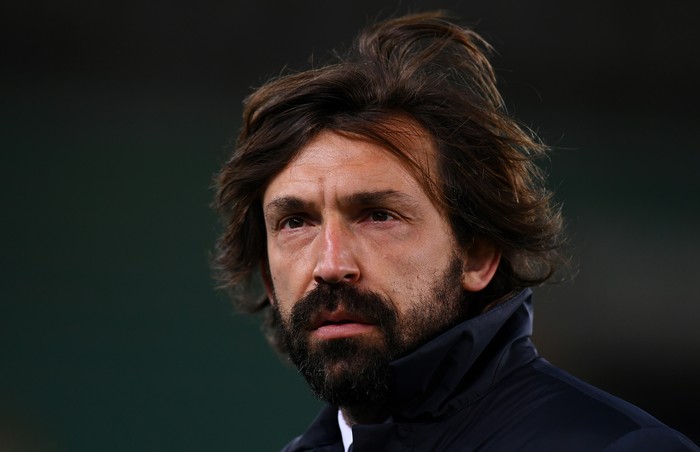 VERONA, ITALY - FEBRUARY 27: Andrea Pirlo, Head Coach of Juventus looks on prior to the Serie A match between Hellas Verona FC and Juventus at Stadio Marcantonio Bentegodi on February 27, 2021 in Verona, Italy. Sporting stadiums around Italy remain under strict restrictions due to the Coronavirus Pandemic as Government social distancing laws prohibit fans inside venues resulting in games being played behind closed doors. (Photo by Alessandro Sabattini/Getty Images )