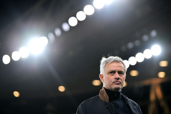 LONDON, ENGLAND - MARCH 14: Jose Mourinho, Manager of Tottenham Hotspur looks on following the Premier League match between Arsenal and Tottenham Hotspur at Emirates Stadium on March 14, 2021 in London, England. Sporting stadiums around the UK remain under strict restrictions due to the Coronavirus Pandemic as Government social distancing laws prohibit fans inside venues resulting in games being played behind closed doors. (Photo by Dan Mullan/Getty Images)
