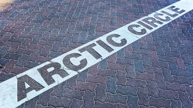 Line of the Arctic Circle in Rovaniemi, Finland