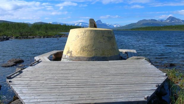 Treriksröset Three-Country Cairn in north Scandinavia