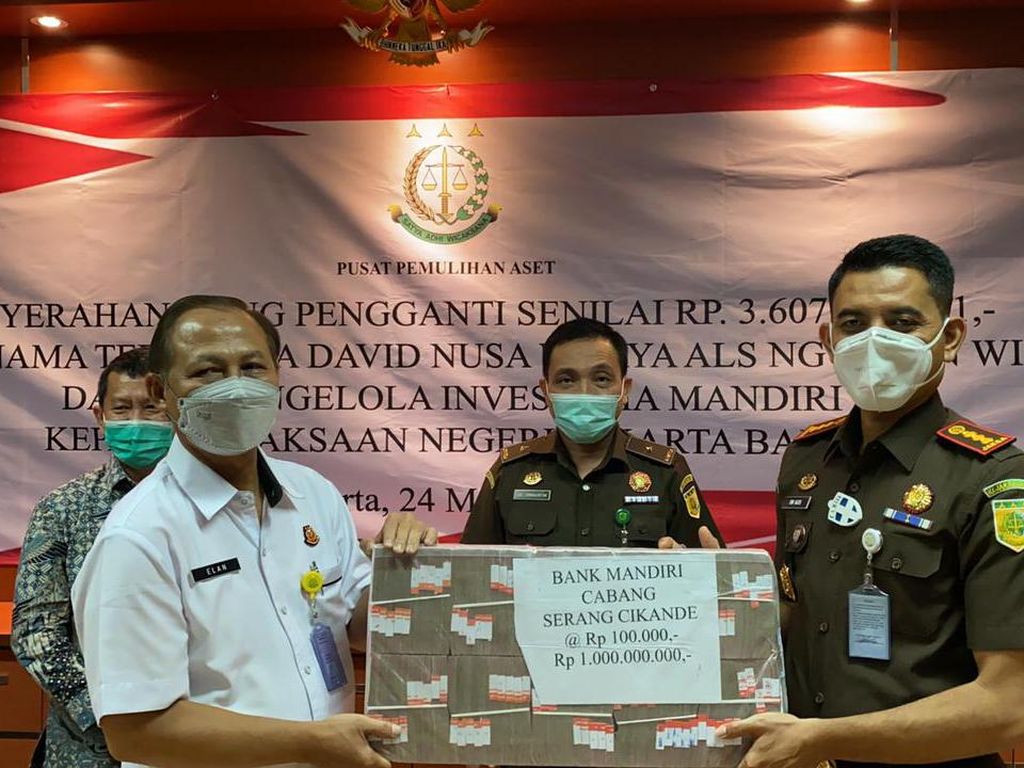 Kejagung Setorkan Uang Pengganti Terpidana BLBI David Nusa Wijaya Rp 3,6 M