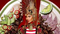 7 Aksi Aurra Kharisma Pakai Kostum Sate Madura di Miss Grand International