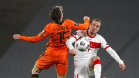 Turki tampil agresif dalam pertandingan pembukaan Kualifikasi Piala Dunia 2022 zona Eropa tersebut. Murad Sezer/Pool Photo via AP.