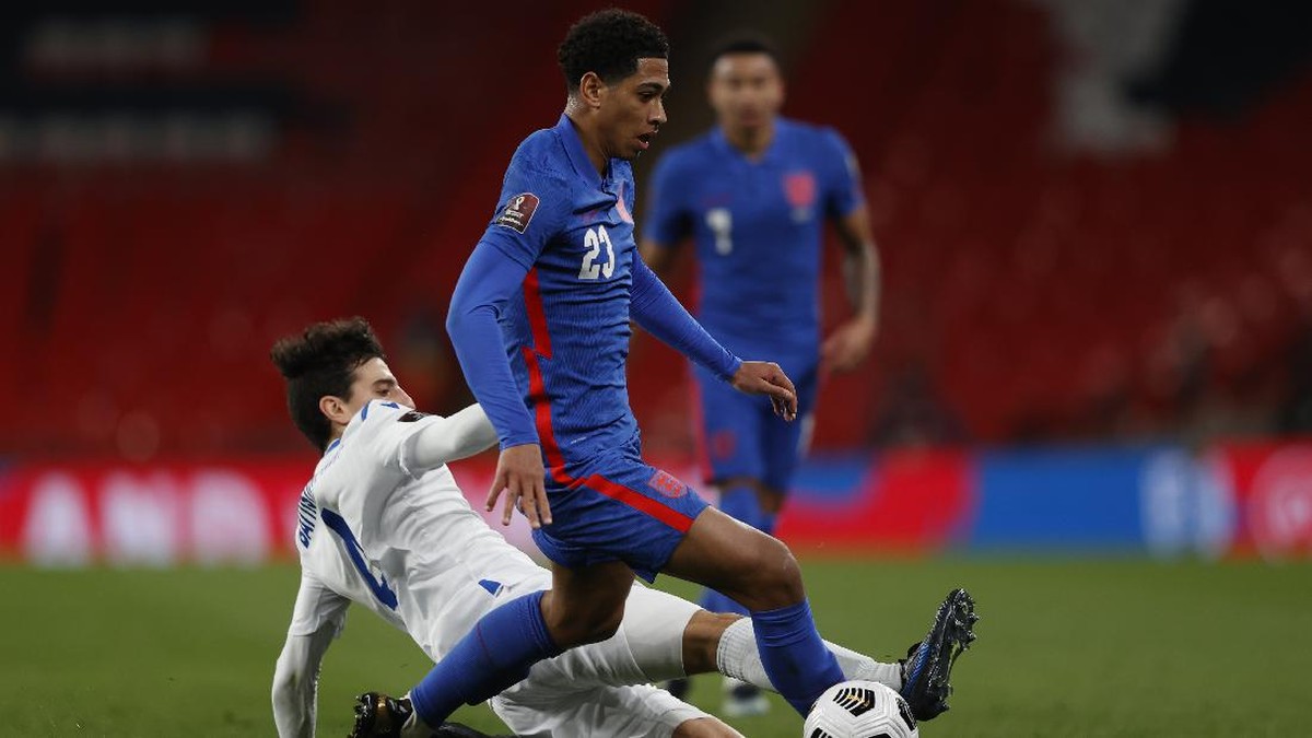 Aksi Jude Bellingham di Timnas Inggris. (Foto: Getty Images/Pool)