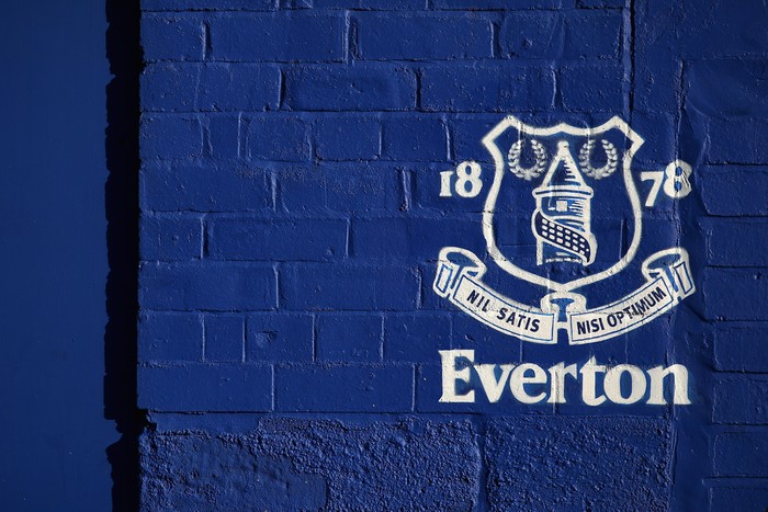 LIVERPOOL, ENGLAND - NOVEMBER 05:  The Everton logo is seen outside the stadium prior to the Premier League match between Everton and Watford at Goodison Park on November 5, 2017 in Liverpool, England.  (Photo by Alex Livesey/Getty Images)
