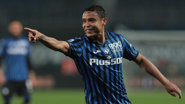 BERGAMO, ITALY - MARCH 12: Luis Muriel of Atalanta BC celebrates his goal during the Serie A match between Atalanta BC and Spezia Calcio at Gewiss Stadium on March 12, 2021 in Bergamo, Italy. (Photo by Emilio Andreoli/Getty Images)