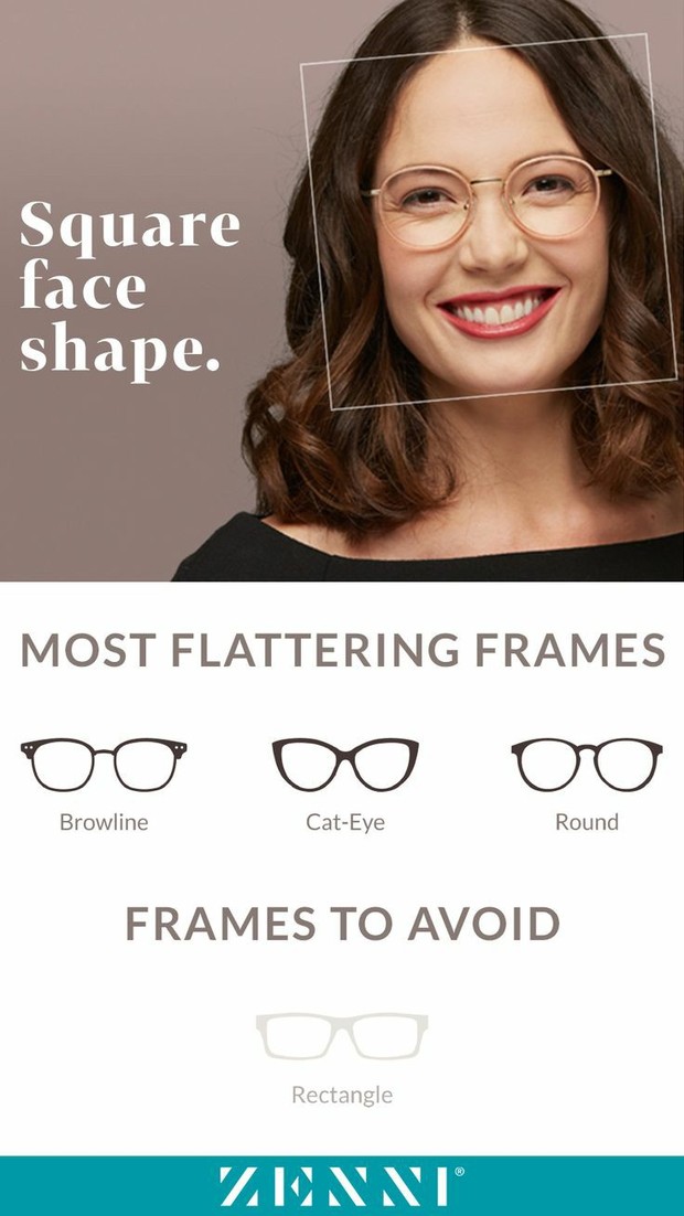 Square face shape (sumber : pinterest.com/zenni) Square face shape (sumber : pinterest.com/zenni)