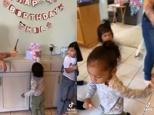 Bikin Ngakak, Anak Ini Santai Rusak Kue Ulang Tahun Temannya