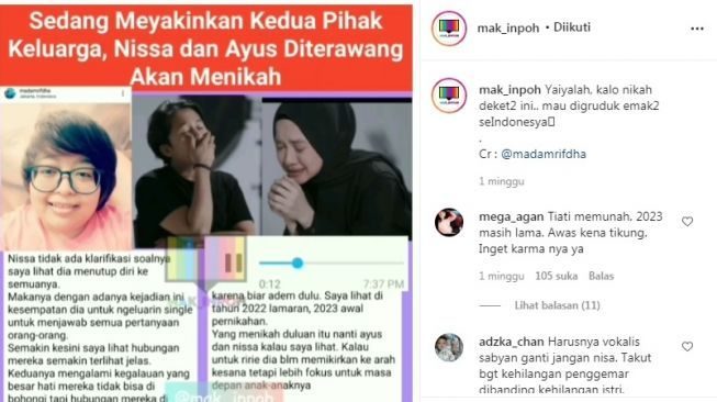 Kabar menikah Nissa Sabyan dan Ayus.