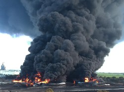 Ini Titik Tangki Terbakar di Kilang Pertamina Indramayu