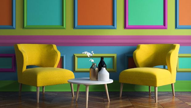 Interior of modern design room 3D illustration