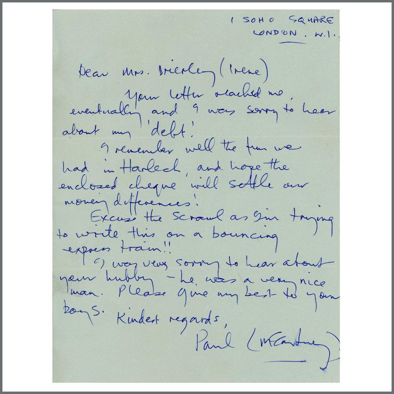Surat tulisan tangan Paul McCartney