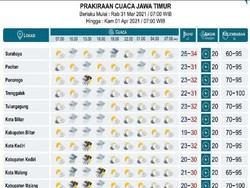 BMKG: Hampir Seluruh Kab/Kota di Jatim Diprakirakan Hujan Sore Hari