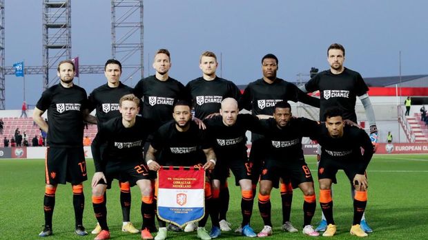 Timnas Belanda saat menghadapi Gibraltar dalam kualifikasi Piala Dunia 2022, Rabu 31 Maret 2021.