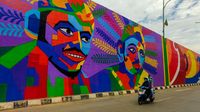 Penampakan Warna-warni Mural di Flyover Gaplek Tangsel