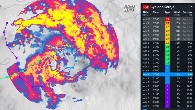 Siklon Tropis Seroja Dilihat dari Satelit