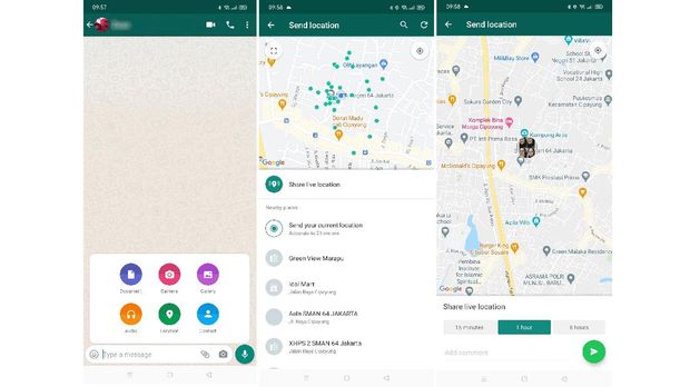 Tangkapan layar cara menggunakan fitur Share Live Location Tangkapan layar cara menggunakan fitur Share Live Location.