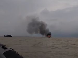 Kapal Terbakar di Perairan Asahan, Belasan ABK Dievakuasi