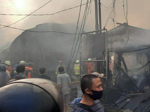 Penampakan Kebakaran di Pasar Kambing Tanah Abang, Hewan Diungsikan