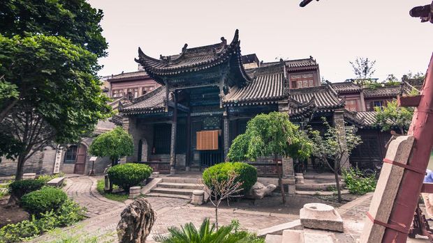 Xi'an, China - July 23, 2014: Gardens of the Great Mosque of Xi'an