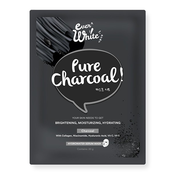 Everwhite Hydrowater Serum Mask Sheet Charcoal/shopee.co.id/everwhitebeauty Everwhite Hydrowater Serum Mask Sheet Charcoal