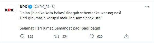 Screenshot pantun di akun Twitter KPK