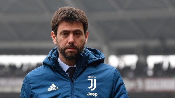 TURIN, ITALY - FEBRUARY 18: Juventus president Andrea Agnelli looks on during the Serie A match between Torino FC and Juventus at Stadio Olimpico di Torino on February 18, 2018 in Turin, Italy. (Photo by Valerio Pennicino/Getty Images)