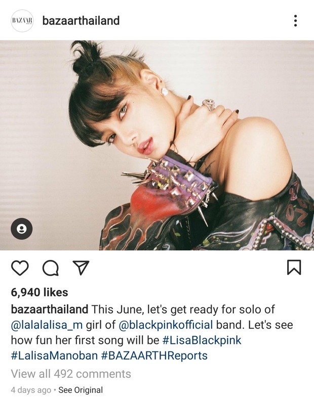 Lisa BLACKPINK dikabarkan akan debut solo pada Juni mendatang (foto: instagram.com/bazaarthailand)