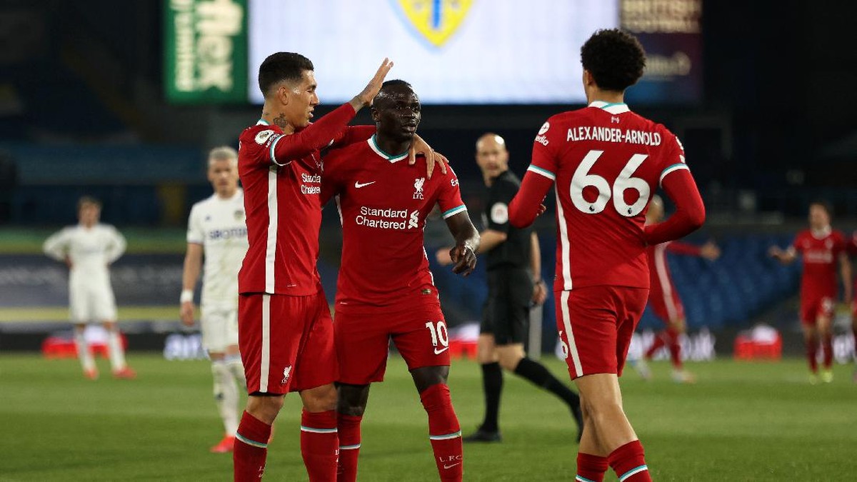 Liverpool unggul 1-0 atas Leeds United di babak pertama. (Foto: Getty Images/Clive Brunskill)