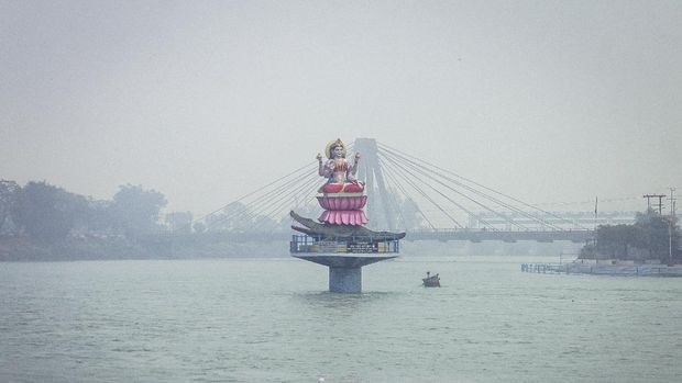 Haridwar, India - December 27, 2014: Statue of Goddess Ganga, Haridwar, India
