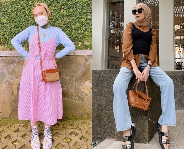 Sleeveless jadi outer yang fleksibel untuk berbagai tema tampilan/Instagram.com/ashillasikado/ameliaelle Korean hijab look