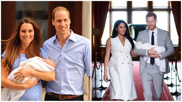 Kate Middleton dan Meghan Markel usai melahirkan anak pertamanya.