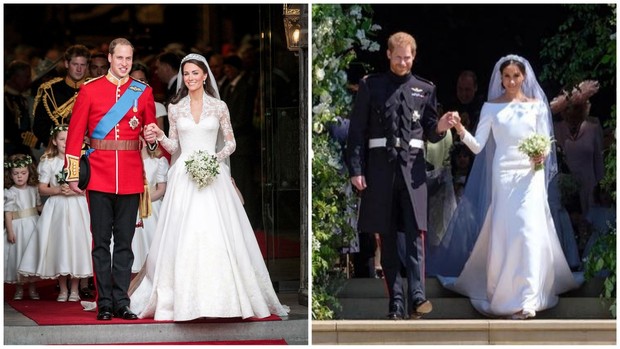 Kate Middleton dan Meghan Markle di hari pernikahannya.