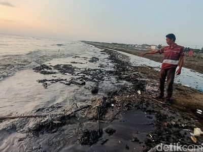Miris Tumpahan Minyak Cemari Pantai di Karawang