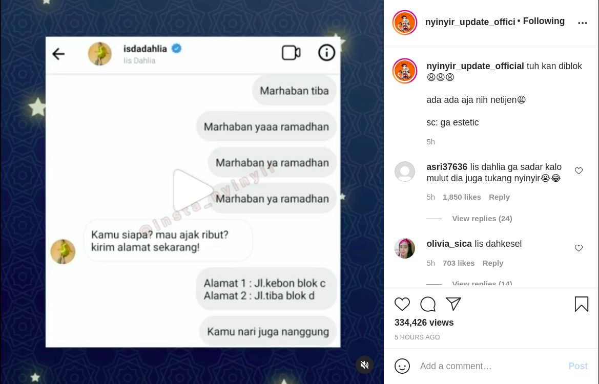 Isi DM Iis Dahlia