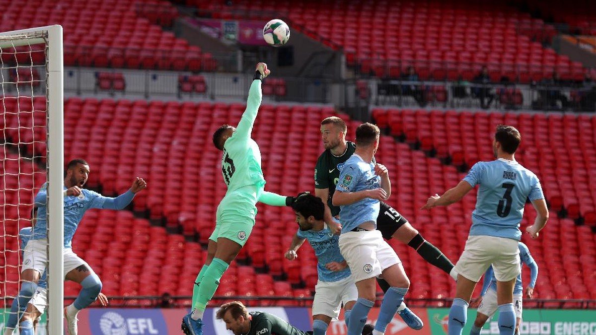 Manchester City vs Tottenham Hotspur imbang 0-0 di babak pertama final Piala Liga Inggris. (Foto: Getty Images/Clive Rose)