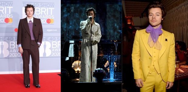 Harry Styles dalam red carpet Brit Awards 2020.