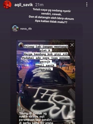 Mobil kakak Aqil Savik dicoret-coret bobotoh