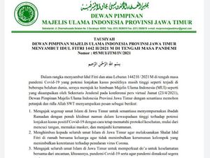 MUI Jatim Imbau Salat Id di Rumah, Dampak Kasus COVID-19 Masih Tinggi