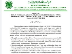 MUI Jatim Imbau Salat Id di Rumah, Dampak Kasus COVID-19 Masih Tinggi